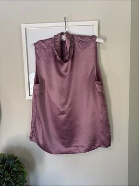 100% silk Josephine Chaus Mauve Silk Sleeveless Mock Neck Top Sz 18